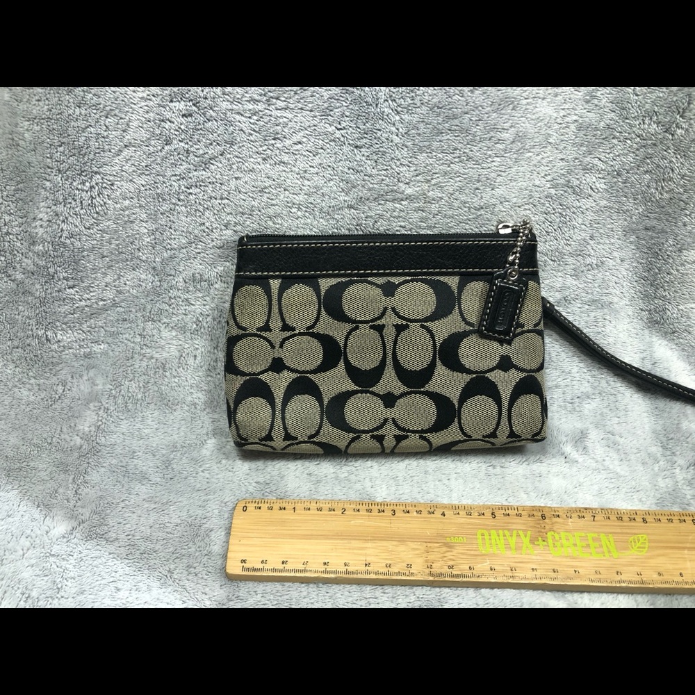 Coach Grey and leather wristlet